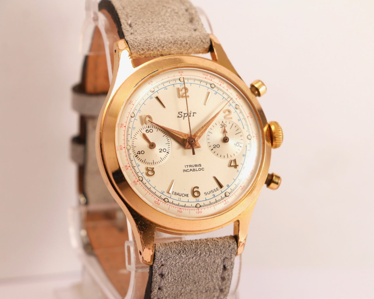 Vintage Spir chronograph 2 subdials gold plated fully serviced ...
