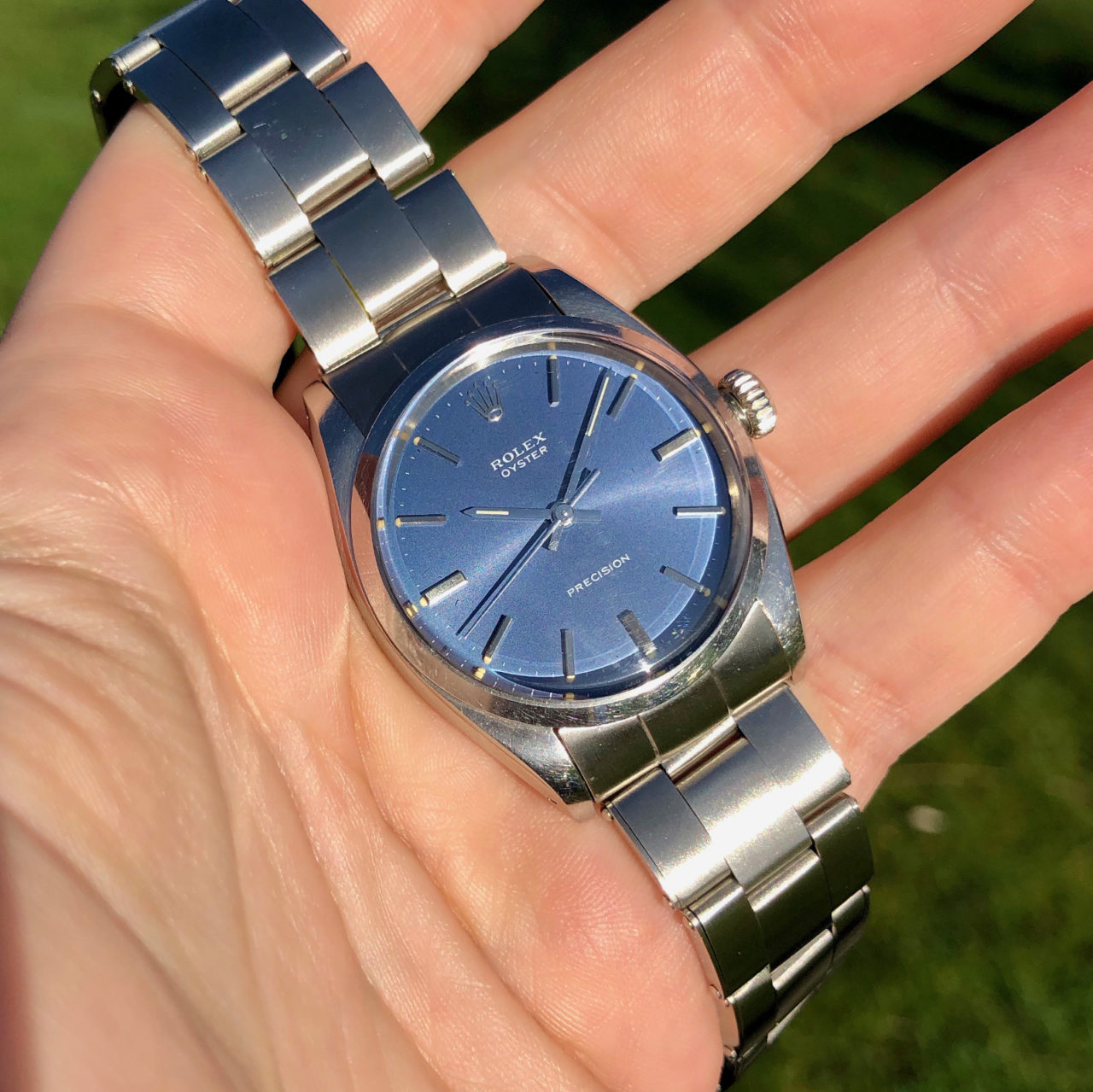 Rolex Oyster Précision ref. 6422 superbe cadran bleu sur bracelet ...